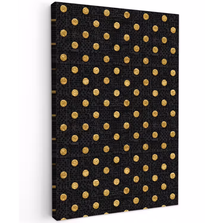Polka Dot - Stippen - Goud - Zwart Tuinposter op houten frame 2 cm dik klein 841 -3d