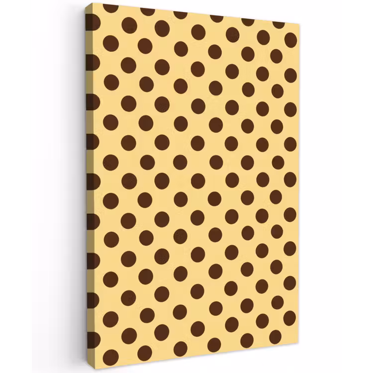 Polka Dot - Stippen - Retro - Geel - Bruin Tuinposter op houten frame 2 cm dik klein 841 -3d