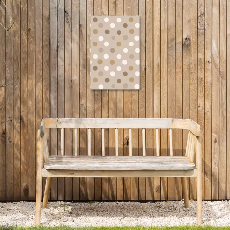 Polka - Dots - Beige Tuinposter op houten frame 2 cm dik klein 841 -sfeer4