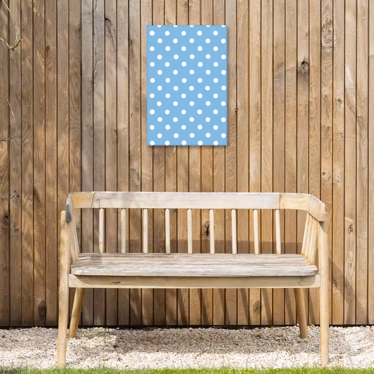 Polka - Dots - Blauw Tuinposter op houten frame 2 cm dik klein 841 -sfeer4