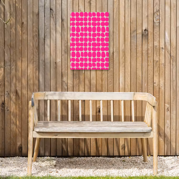 Stippen - Patroon - Roze Tuinposter op houten frame 2 cm dik klein 841 -sfeer4