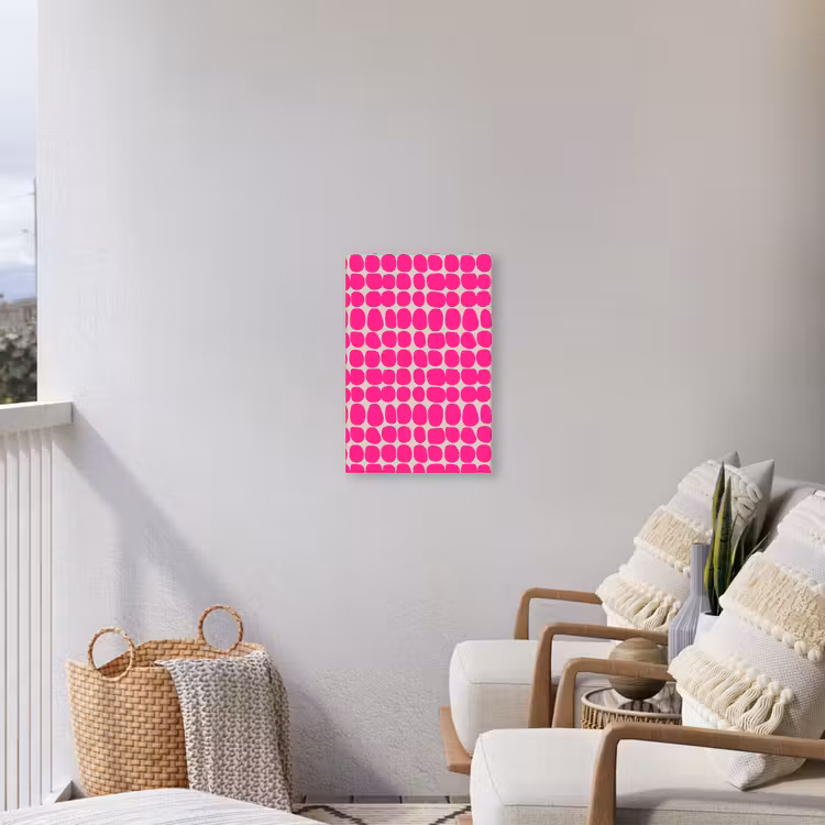Stippen - Patroon - Roze Tuinposter op houten frame 2 cm dik klein 841 -sfeer1