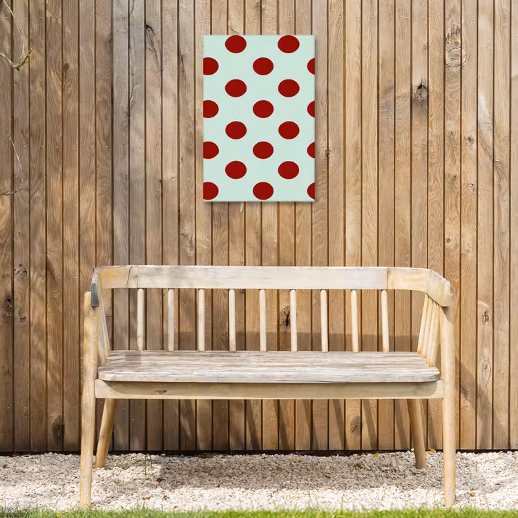 Polka - Dots - Rood Tuinposter op houten frame 2 cm dik klein 841 -sfeer4