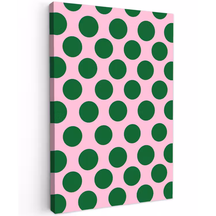 Polkadots - Patroon - Groen Tuinposter op houten frame 2 cm dik klein 841 -3d