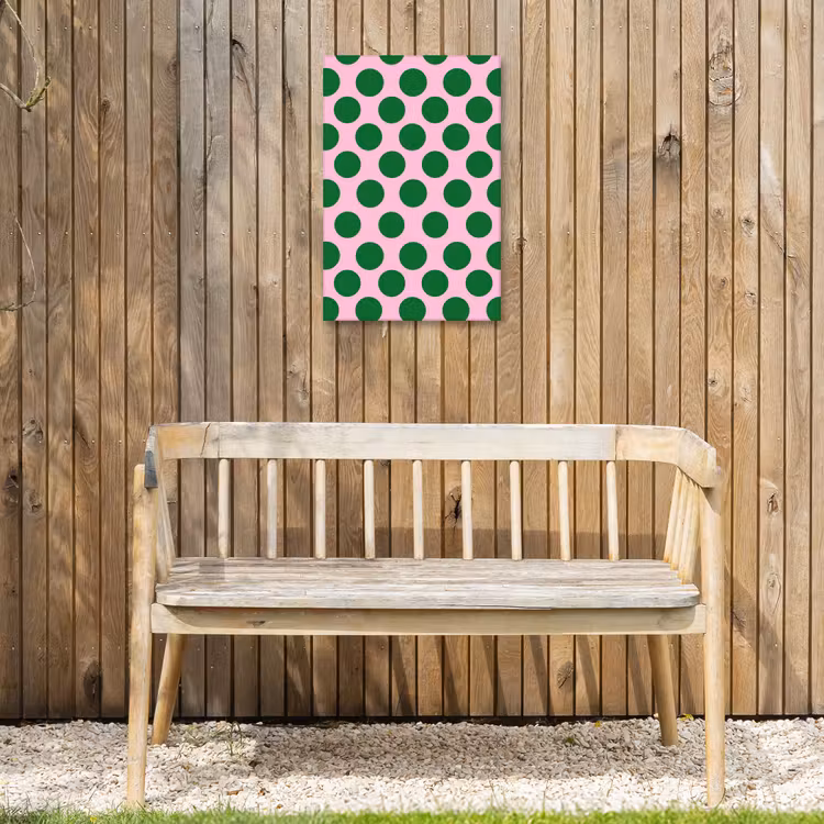Polkadots - Patroon - Groen Tuinposter op houten frame 2 cm dik klein 841 -sfeer4
