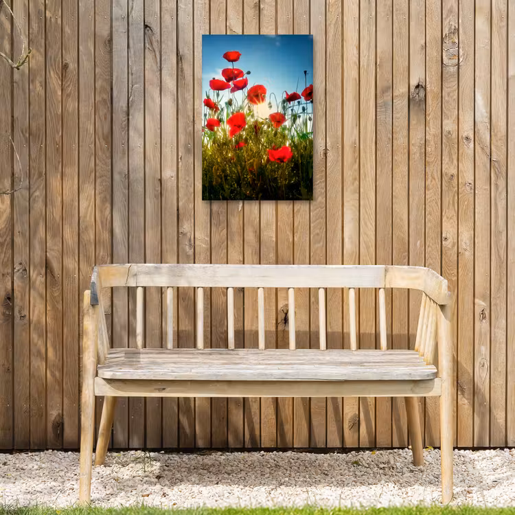 Klaprozen - Toscane - Zon - Rood - Blauw Tuinposter op houten frame 2 cm dik klein -sfeer4