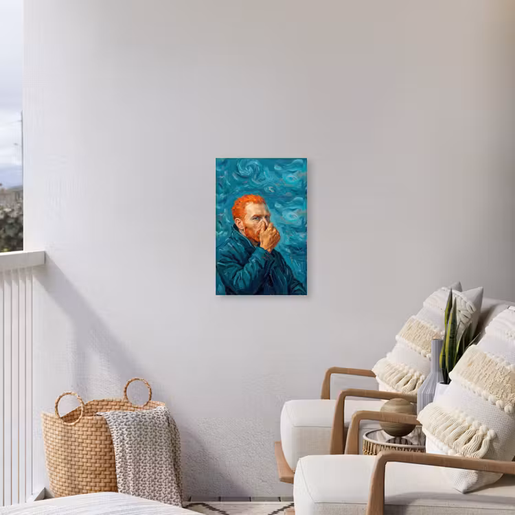 Portret - Klassiek - Blauw Tuinposter op houten frame 2 cm dik klein -sfeer1