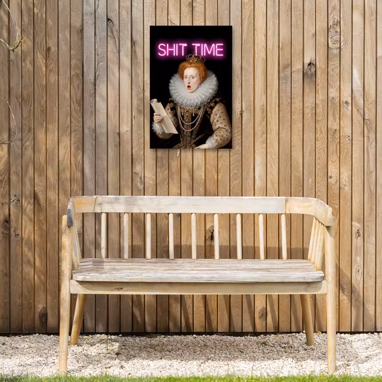 Portret - Humor - Neon Tuinposter op houten frame 2 cm dik klein -sfeer4