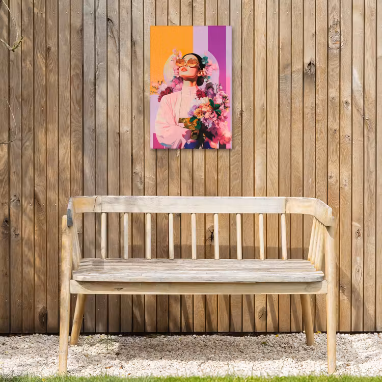 Portret - Vrouw - Abstract - Bloemen Tuinposter op houten frame 2 cm dik klein -sfeer4