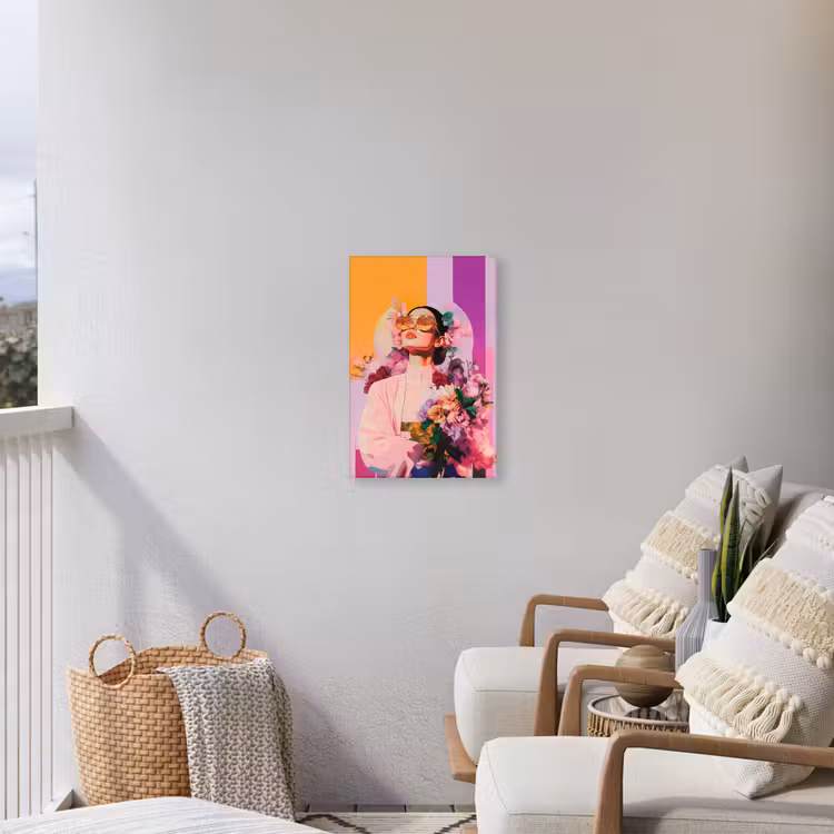 Portret - Vrouw - Abstract - Bloemen Tuinposter op houten frame 2 cm dik klein -sfeer1