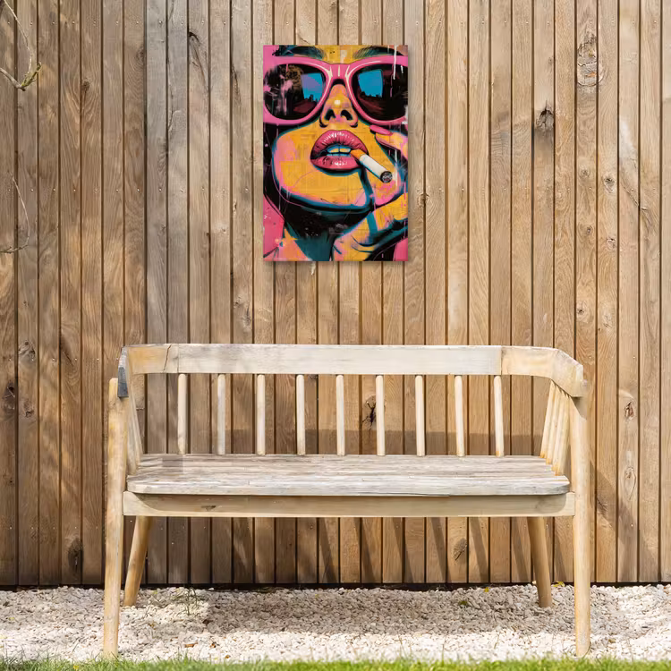 Portret - Vrouw - Abstract - Zonnebril Tuinposter op houten frame 2 cm dik klein -sfeer4