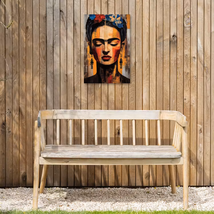 Portret - Vrouw - Bloemen Tuinposter op houten frame 2 cm dik klein -sfeer4