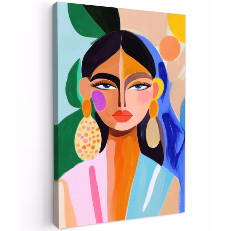 Portret - Vrouw - Modern Tuinposter op houten frame 2 cm dik klein -3d