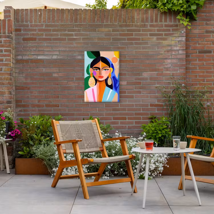 Portret - Vrouw - Modern Tuinposter op houten frame 2 cm dik klein -sfeer3