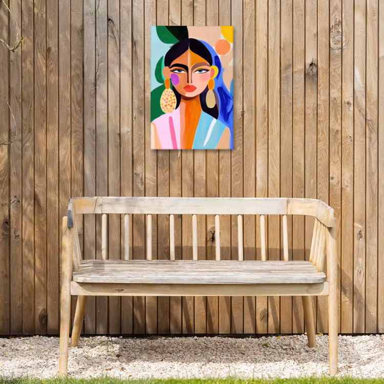 Portret - Vrouw - Modern Tuinposter op houten frame 2 cm dik klein -sfeer4