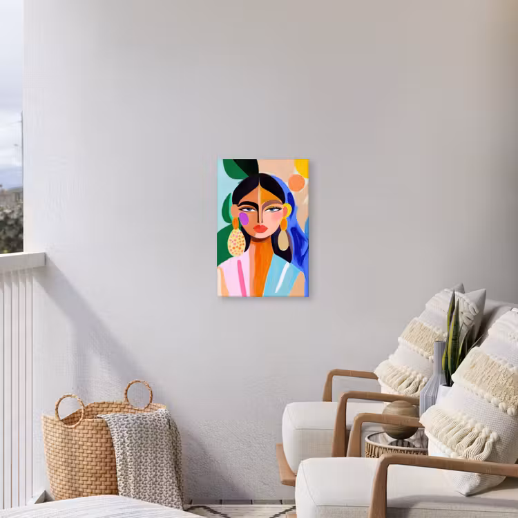 Portret - Vrouw - Modern Tuinposter op houten frame 2 cm dik klein -sfeer1