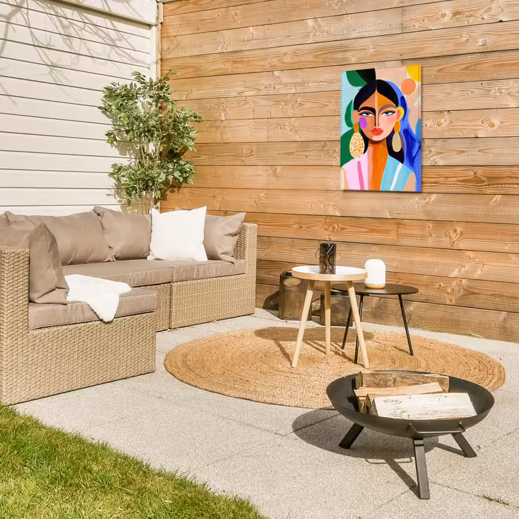 Portret - Vrouw - Modern Tuinposter op houten frame 2 cm dik klein -sfeer2