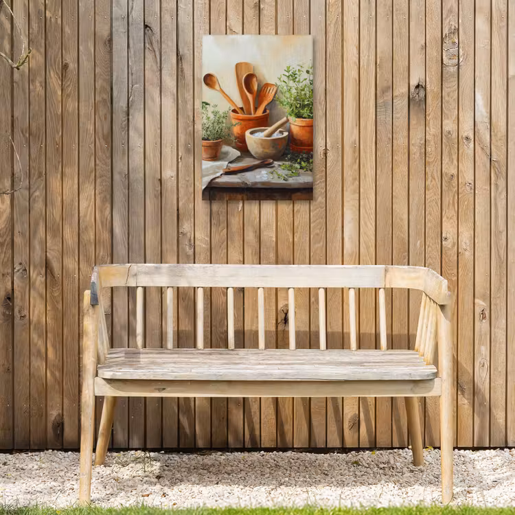 Potten - Kruiden - Hout Tuinposter op houten frame 2 cm dik klein -sfeer4