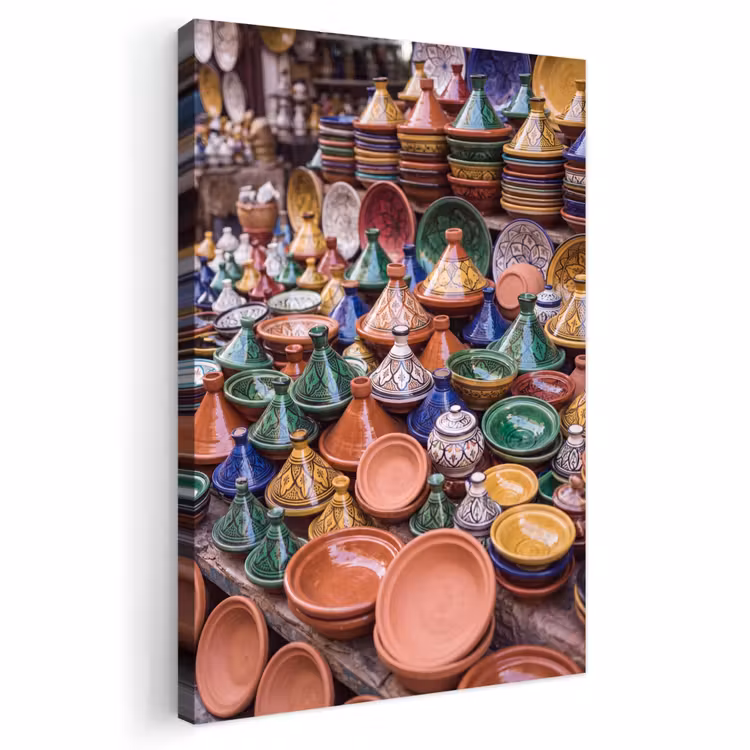 Outdoor Canvas Print - Pottery - Colorful - Pattern - Aardewerk - Kleurrijk - Patroon Tuinposter op houten frame 2 cm dik klein