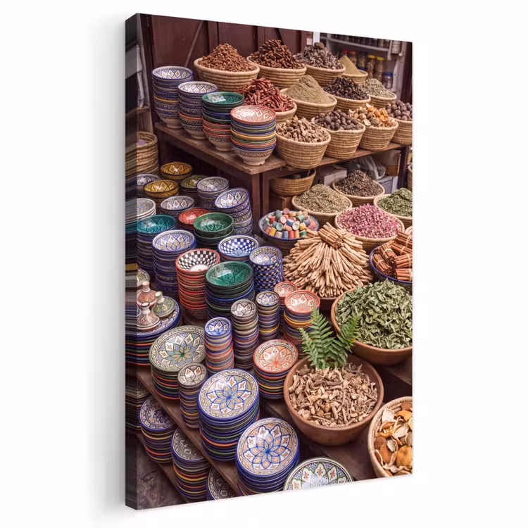 Outdoor Canvas Print - Pottery - Oriental - Colorful - Aardewerk - Oosters - Kleurrijk Tuinposter op houten frame 2 cm dik klein