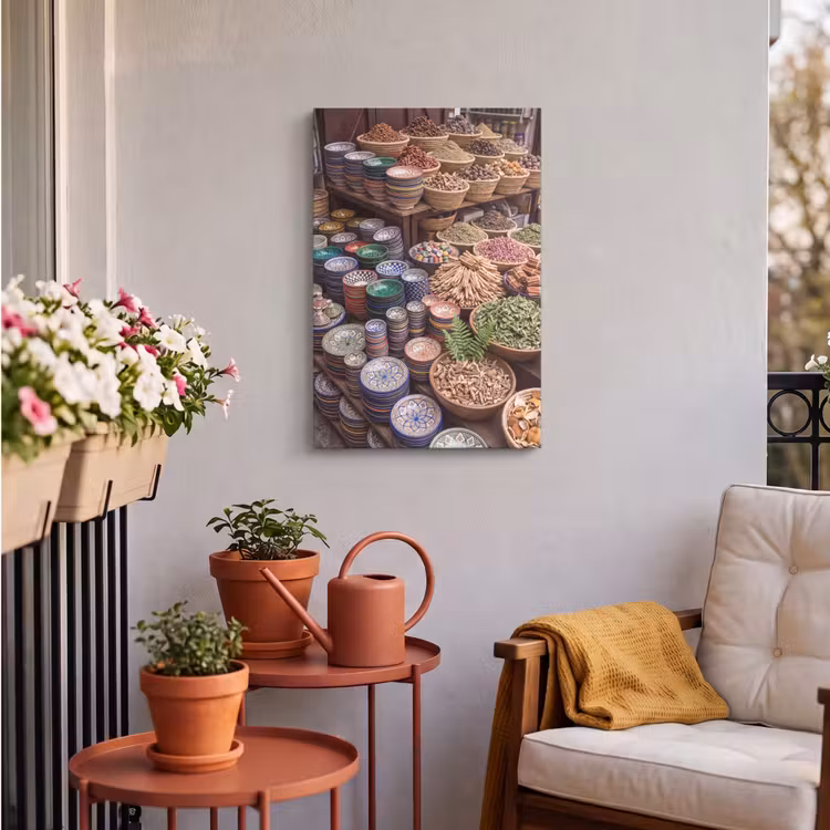 Outdoor Canvas Print - Pottery - Oriental - Colorful - Aardewerk - Oosters - Kleurrijk Tuinposter op houten frame 2 cm dik klein