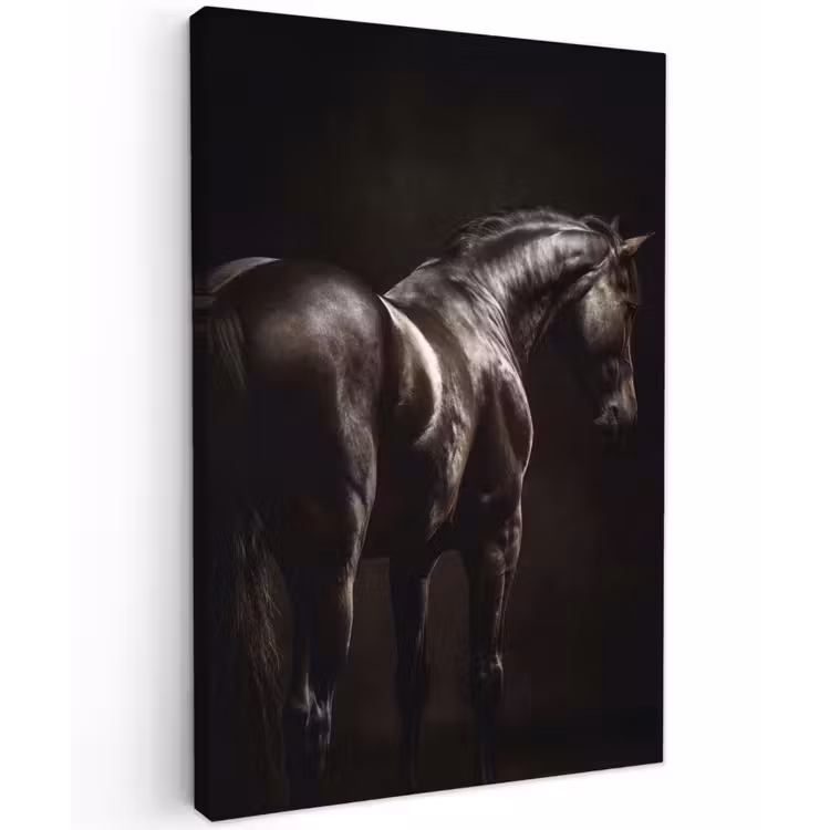 Krachtig - Paard - Donker Tuinposter op houten frame 2 cm dik klein -3d