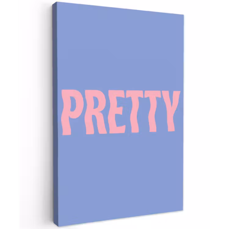 Pretty - Roze - Blauw - Golvend Tuinposter op houten frame 2 cm dik klein -3d