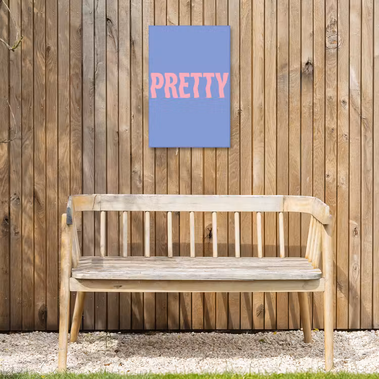 Pretty - Roze - Blauw - Golvend Tuinposter op houten frame 2 cm dik klein -sfeer4