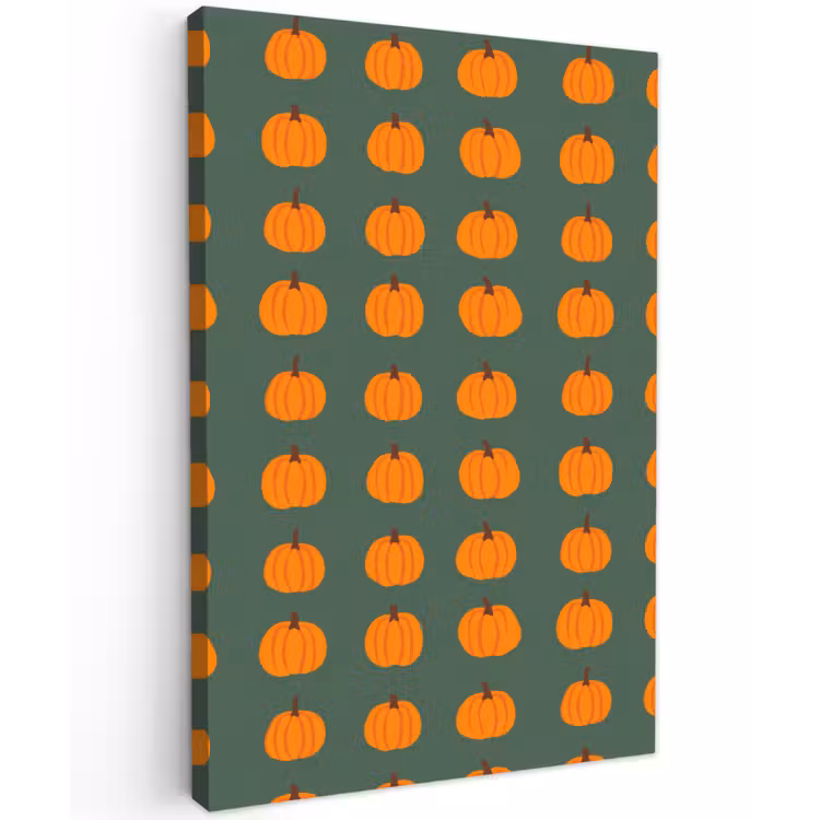 Pompoen - Patroon - Oranje Tuinposter op houten frame 2 cm dik klein 841 -3d