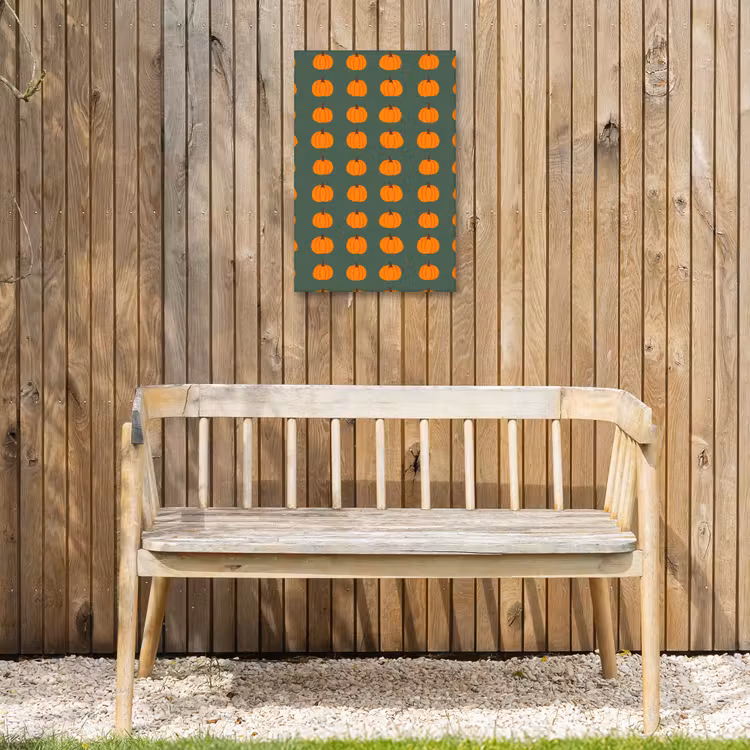 Pompoen - Patroon - Oranje Tuinposter op houten frame 2 cm dik klein 841 -sfeer4