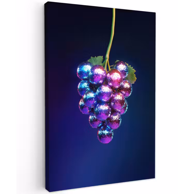 Paars - Disco - Feest - Druif Tuinposter op houten frame 2 cm dik klein -3d