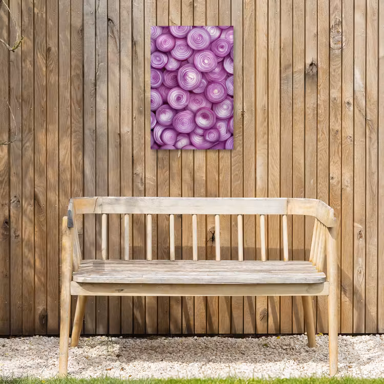 Paars - Uien - Close up Tuinposter op houten frame 2 cm dik klein -sfeer4