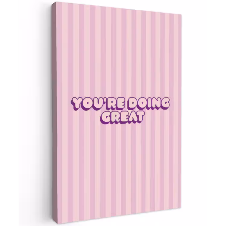Paars - Strepen - You're doing great - Schaduw Tuinposter op houten frame 2 cm dik klein -3d