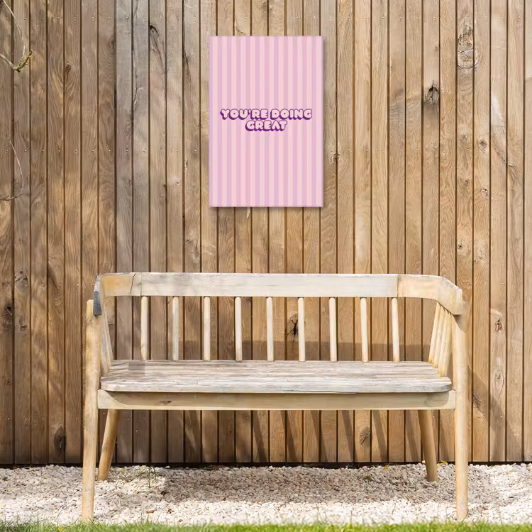 Paars - Strepen - You're doing great - Schaduw Tuinposter op houten frame 2 cm dik klein -sfeer4