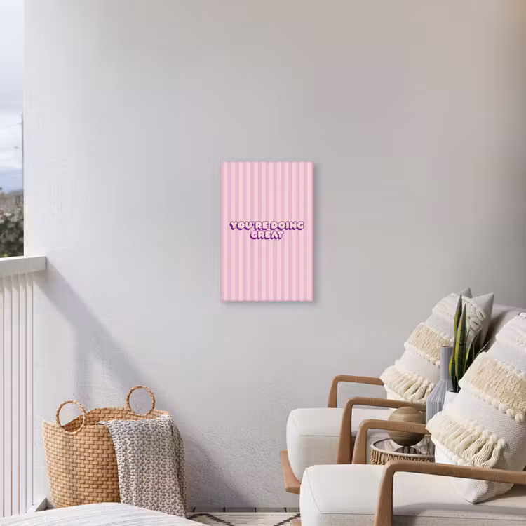 Paars - Strepen - You're doing great - Schaduw Tuinposter op houten frame 2 cm dik klein -sfeer1