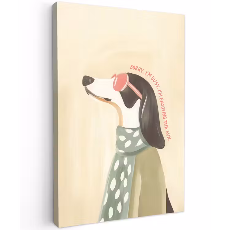 Quote - Hond - Zonnebril Tuinposter op houten frame 2 cm dik klein -3d