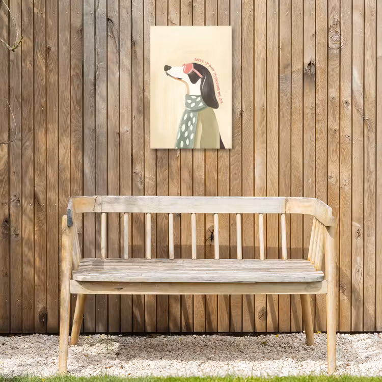 Quote - Hond - Zonnebril Tuinposter op houten frame 2 cm dik klein -sfeer4