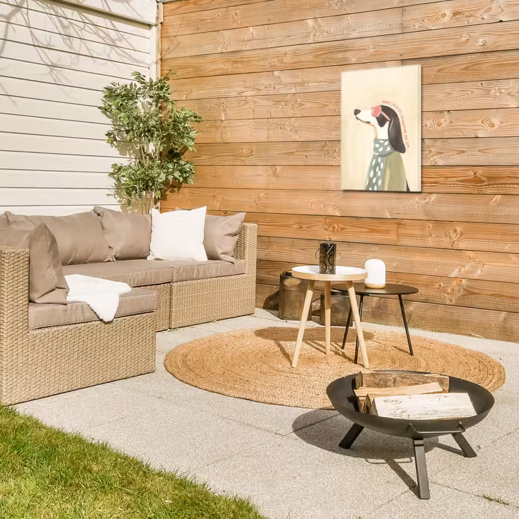 Quote - Hond - Zonnebril Tuinposter op houten frame 2 cm dik klein -sfeer2