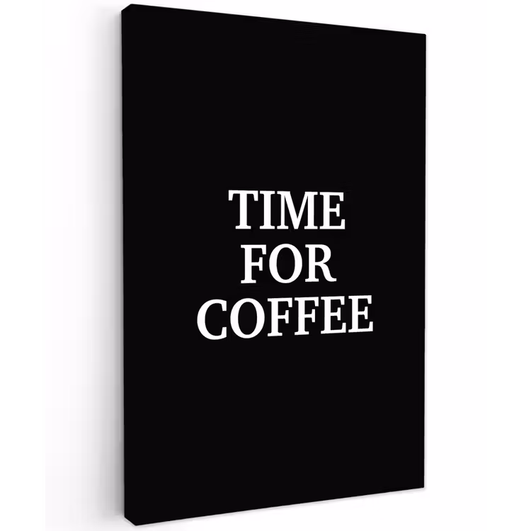 Quotes - Letters - Koffie - Zwart Tuinposter op houten frame 2 cm dik klein -3d