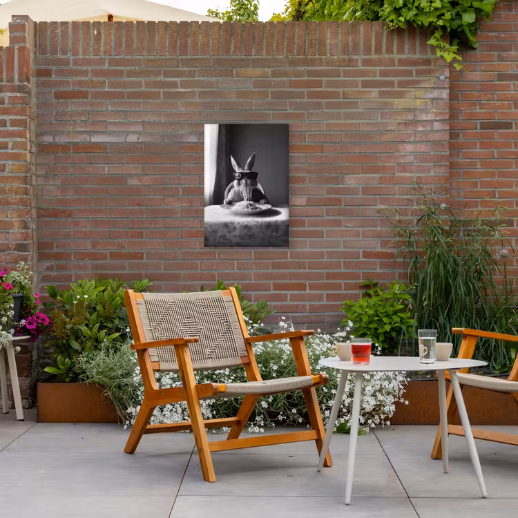 Konijn - Bunny - Zonnebril - Tafelkleed - Pasta - Schattig Tuinposter op houten frame 2 cm dik klein -sfeer3