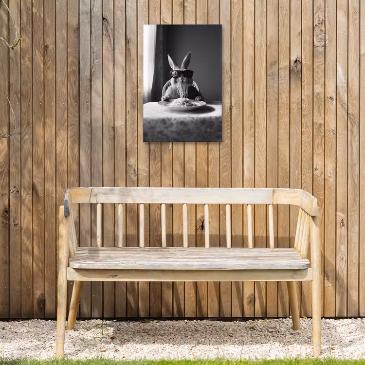 Konijn - Bunny - Zonnebril - Tafelkleed - Pasta - Schattig Tuinposter op houten frame 2 cm dik klein -sfeer4