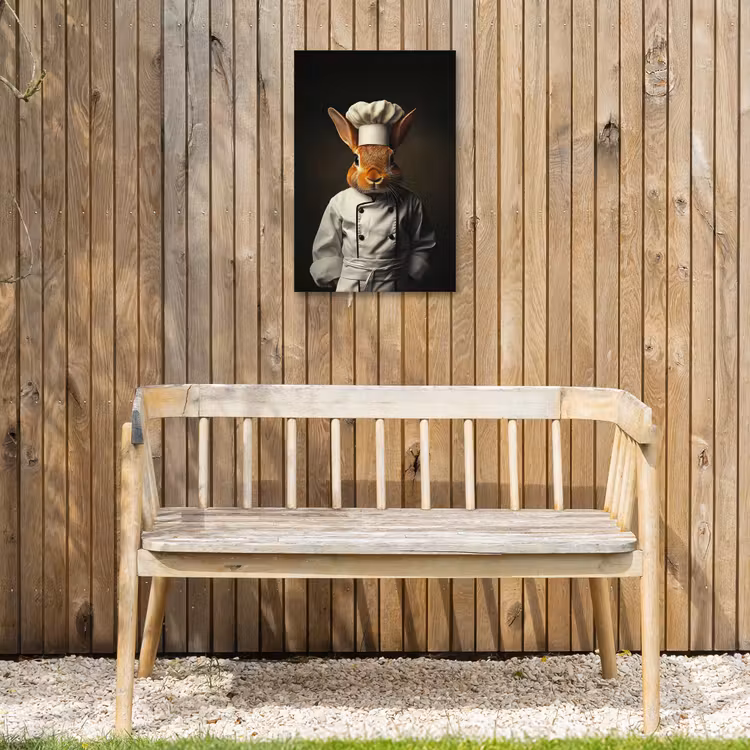 Konijn - Kok - Dier Tuinposter op houten frame 2 cm dik klein -sfeer4