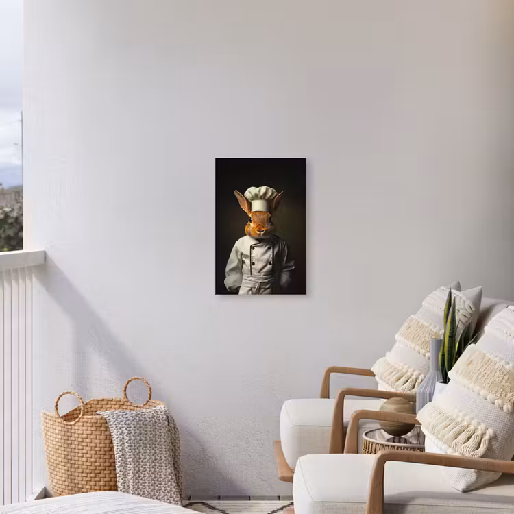 Konijn - Kok - Dier Tuinposter op houten frame 2 cm dik klein -sfeer1