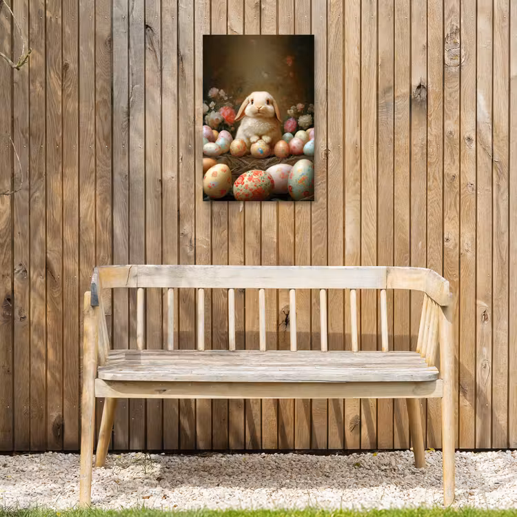 Konijn - Paaseieren - Stilleven Tuinposter op houten frame 2 cm dik klein -sfeer4