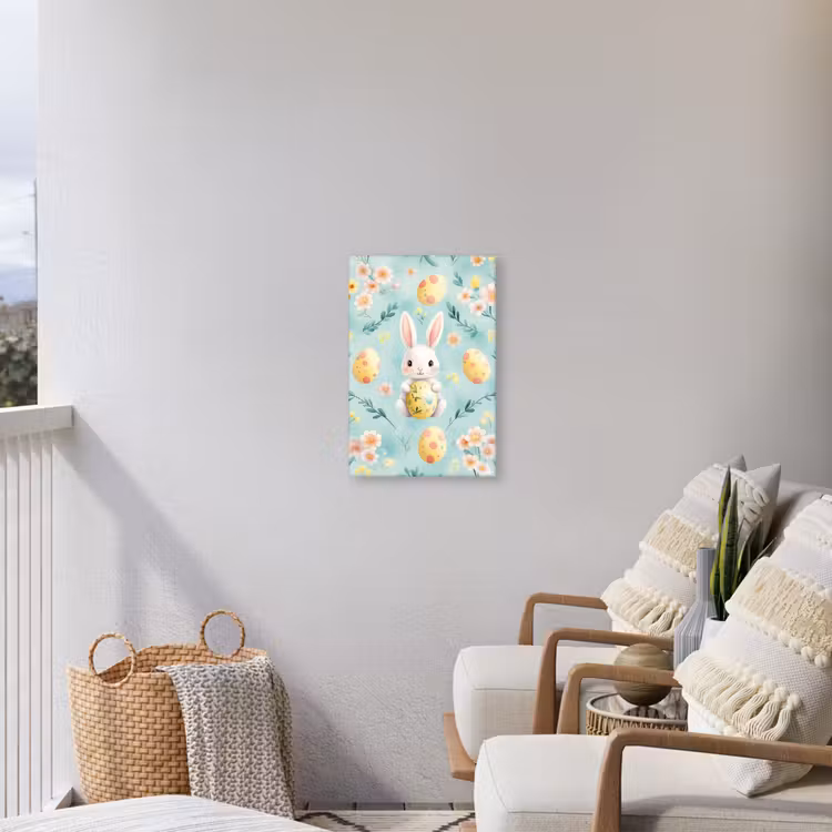 Konijn - Eieren - Takjes Tuinposter op houten frame 2 cm dik klein -sfeer1