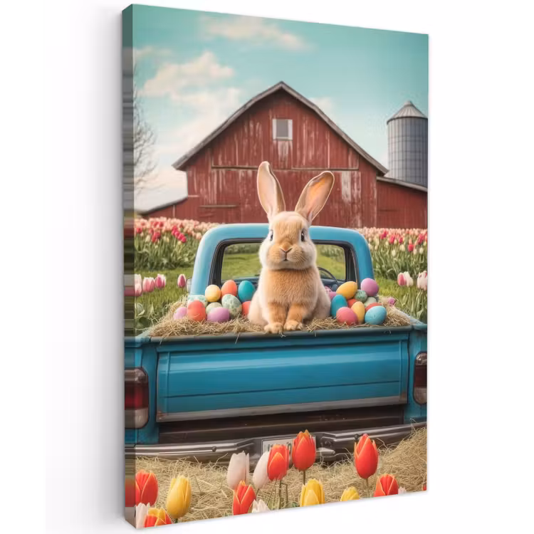 Konijn - Boerderij - Eieren Tuinposter op houten frame 2 cm dik klein -3d