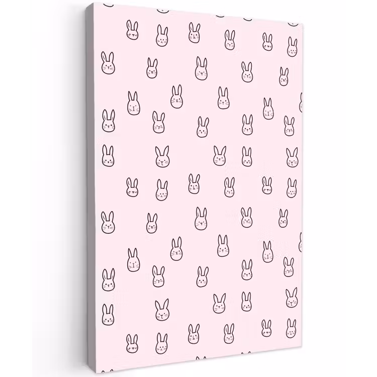 Konijnen - Minimalistisch - Roze Tuinposter op houten frame 2 cm dik klein 841 -3d