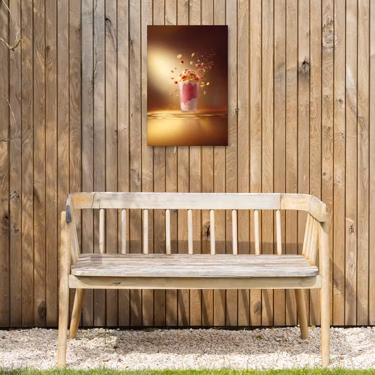 Framboos - Smoothie - Drinken - Roze Tuinposter op houten frame 2 cm dik klein -sfeer4