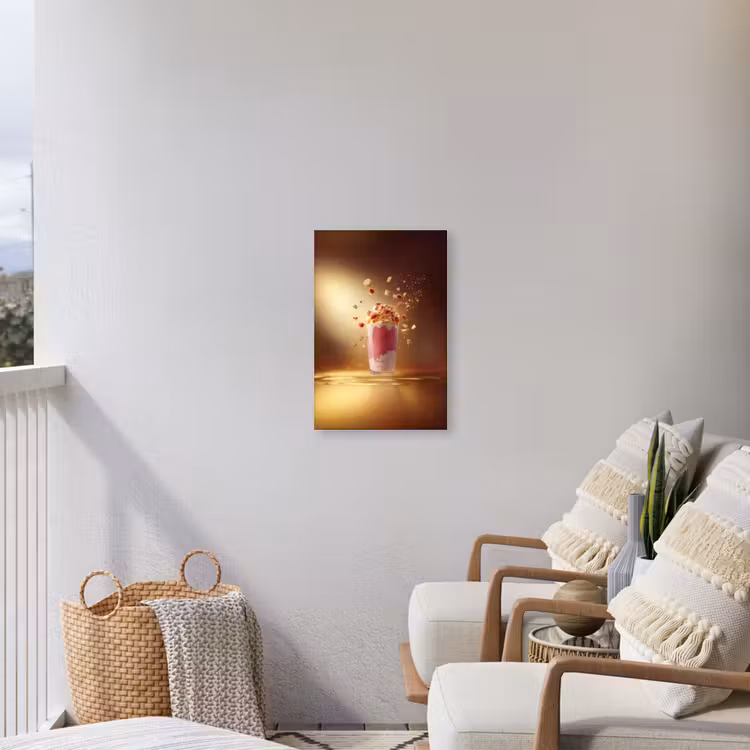Framboos - Smoothie - Drinken - Roze Tuinposter op houten frame 2 cm dik klein -sfeer1