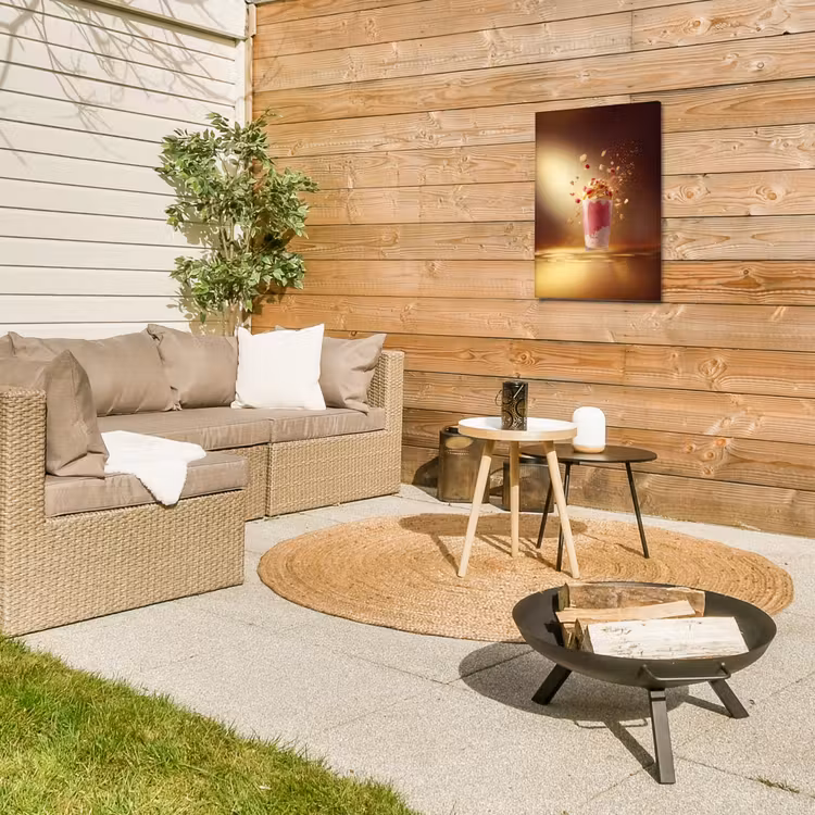 Framboos - Smoothie - Drinken - Roze Tuinposter op houten frame 2 cm dik klein -sfeer2